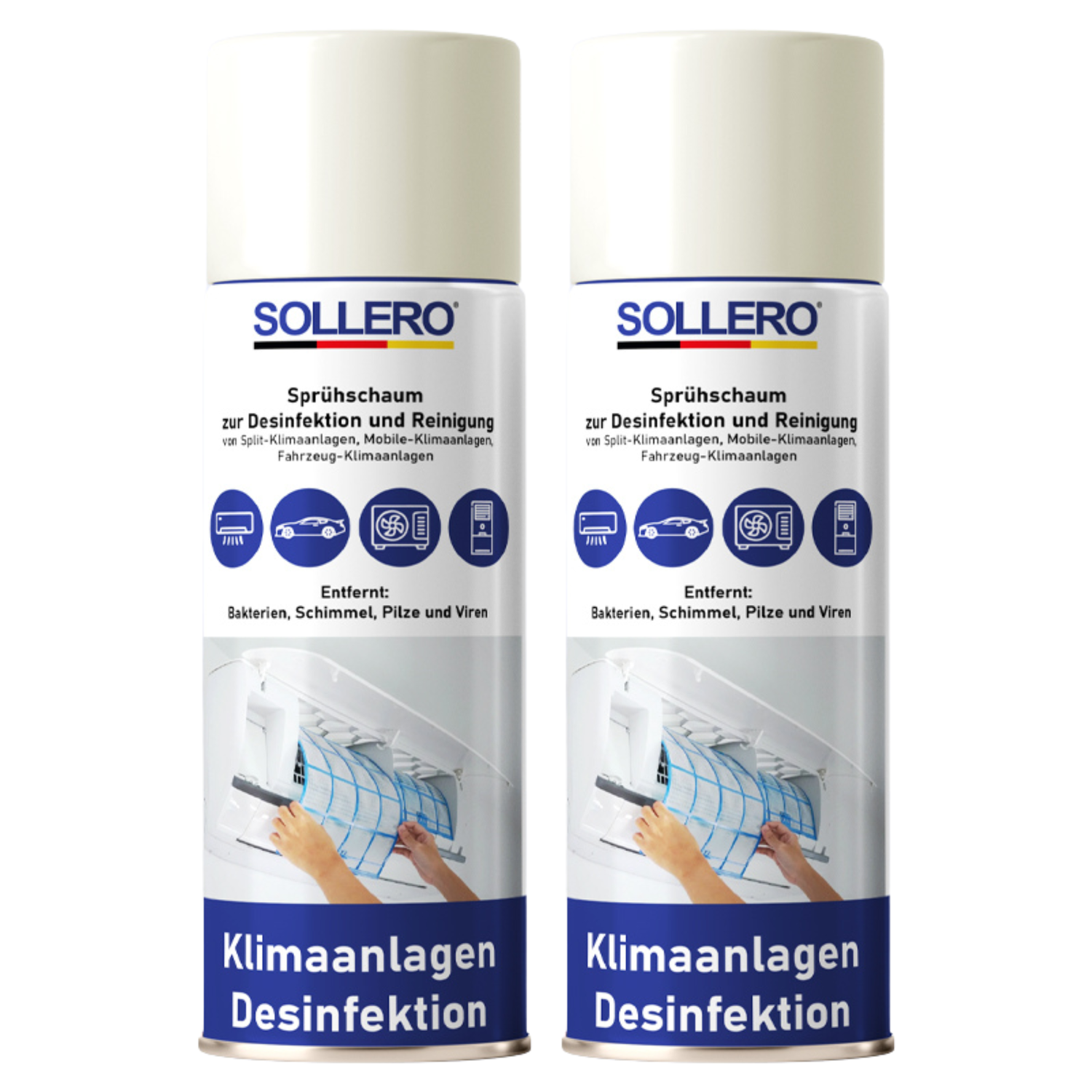 2x Sollero Klimaanlagen Reiniger 500ml