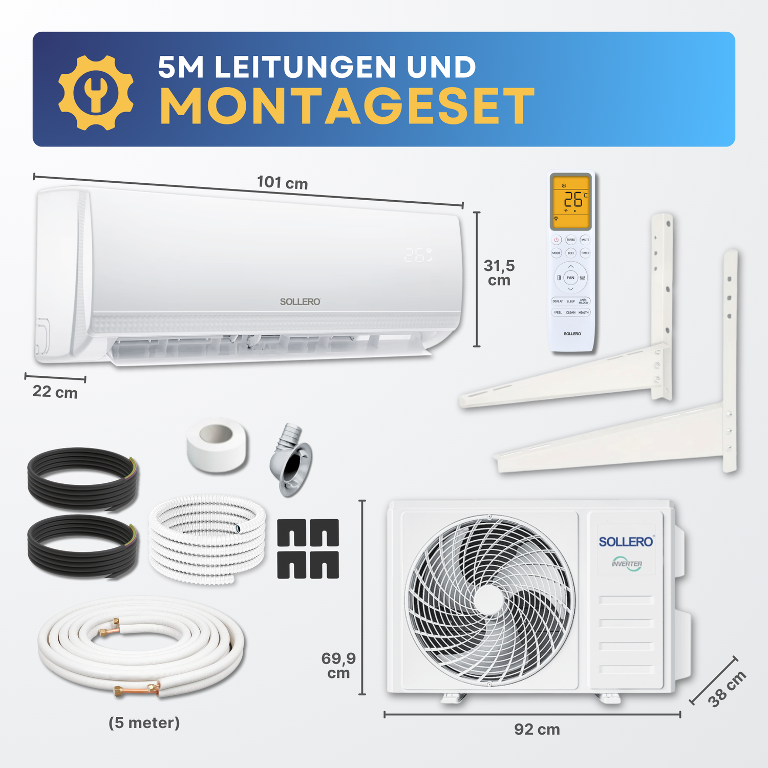 Klimaanlage zum Kühlen und Heizen 6,8kW inkl. Montageset