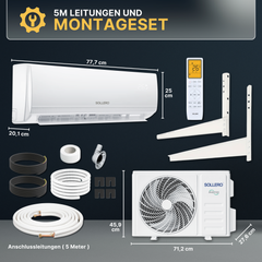 Split Klimaanlage mit Montageset und Anschlussleitungen