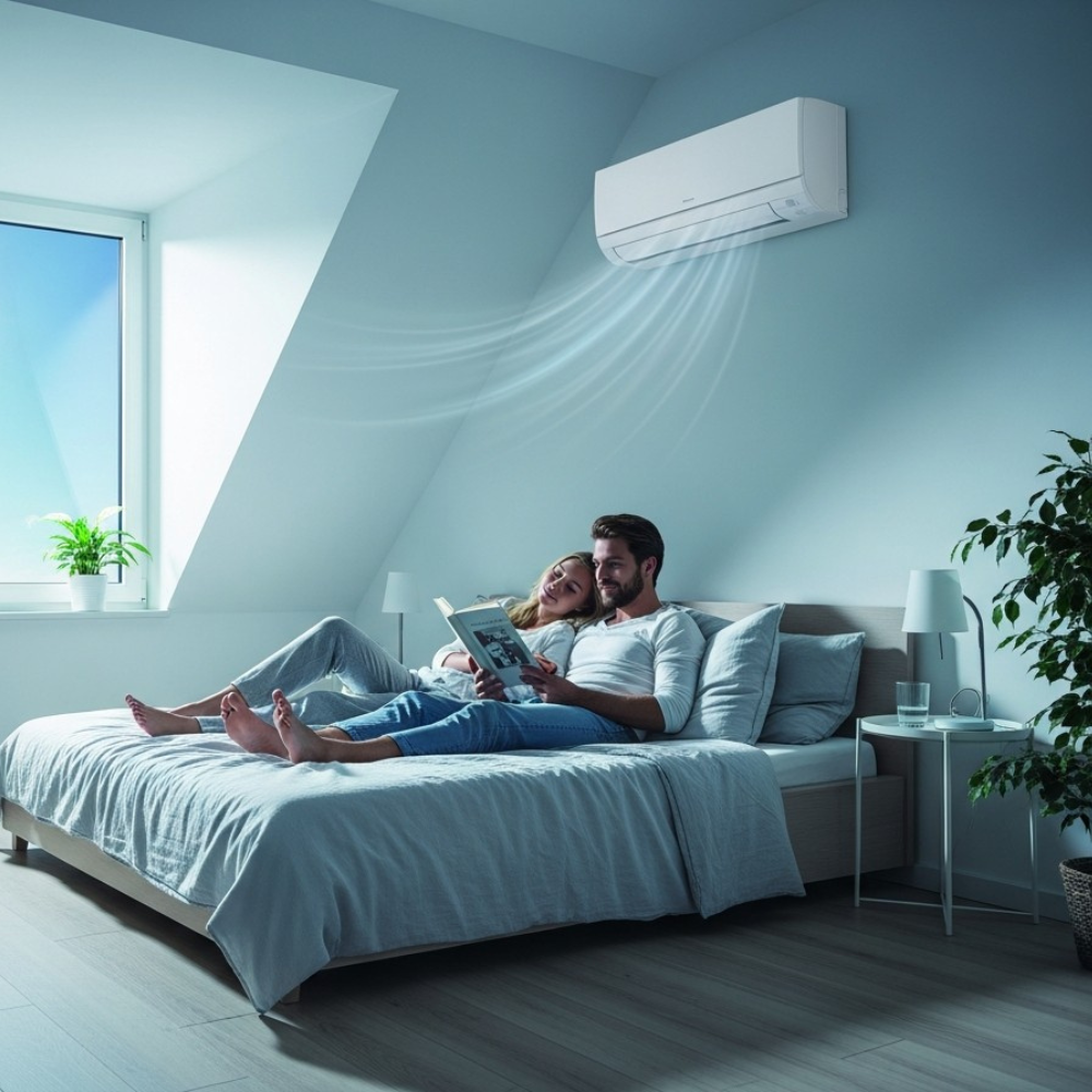 Split-Klimaanlage im Schlafzimmer