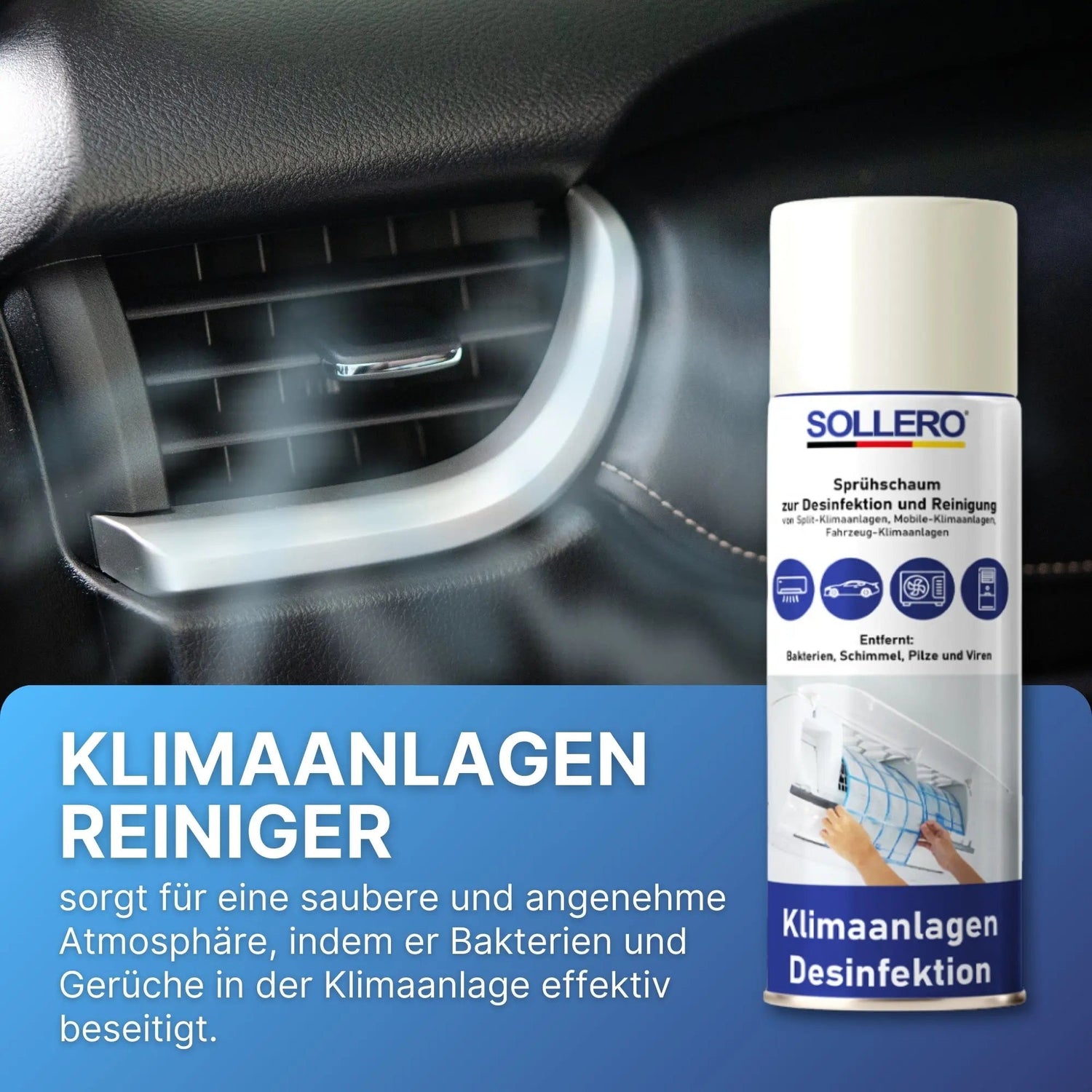 Sollero Klimaanlagen Reiniger & Desinfektion (500ml) – energiesparend von Sollero